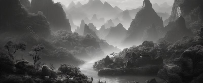 壮丽山川湖泊树林中国风背景,插画/手绘图,插画/手绘图库,插画/手绘图下载,插画/手绘